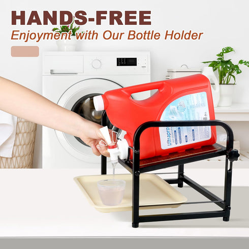 Laundry Detergent Holder & Laundry Detergent Soap Dispenser - Liquid Laundry Detergent Organizer with Drip Tray & Adjustable Tilting Board, for Laundry Room Organization and Storage