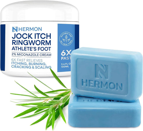 Hermon Jock Itch Antifungal Treatment Kit: Relief for Ringworm, Athletes Foot, Tinea