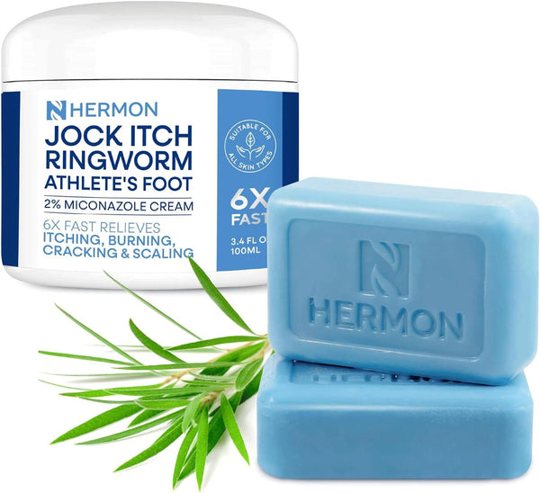 Hermon Jock Itch Antifungal Treatment Kit: Relief for Ringworm, Athletes Foot, Tinea