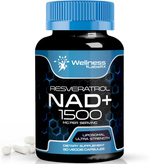 NAD Supplement 1500mg - Liposomal NAD+ with Resveratrol for Cellular Health, Stamina & Healthy Aging, USA Made