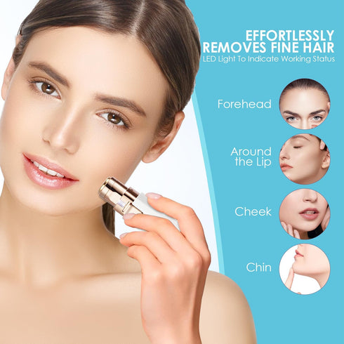 Rechargeable 2 in 1 Eyebrow and Facial Hair Remover for Women with Built-in LED Light for Painless Hair Removal