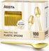 100 Gold Disposable Plastic Spoons - Heavy Weight Utensils for Parties, Weddings, Picnics, Daily Use