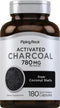 Piping Rock Activated Charcoal Pills 780mg | 180 Capsules | Non-GMO, Gluten Free, from Coconut Shells