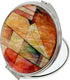 Portable Makeup Compact Double Magnifying Mirror, Foldable Pocket Style, Unique Mother of Pearl Design (Patchwork)