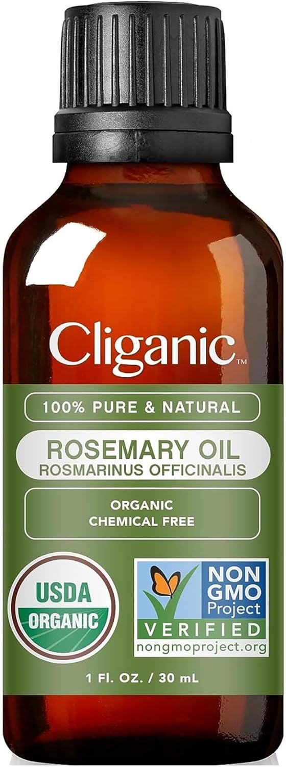 Cliganic Organic Rosemary Essential Oil, 1oz - 100% Pure Natural Undiluted, for Aromatherapy | Non-GMO Verified
