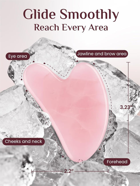 Rena Chris Gua Sha Facial Tools, Pink Stone Guasha Tool for Acupuncture, Manual Massage Tool for Jawline Sculpting