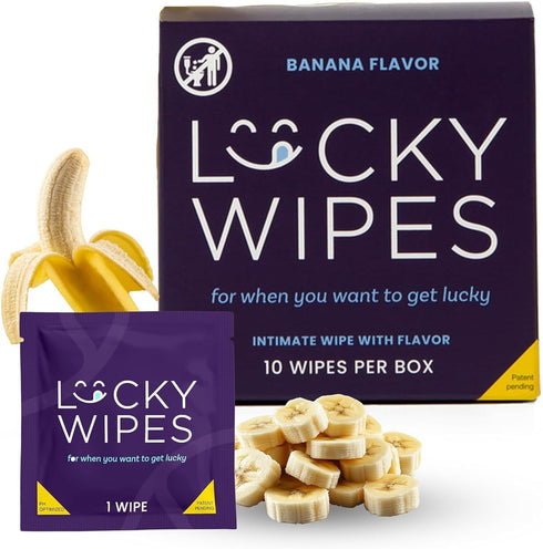 Lucky Wipes For Men, Individually Wrapped - pH Balanced Flavored Intimate Wipes