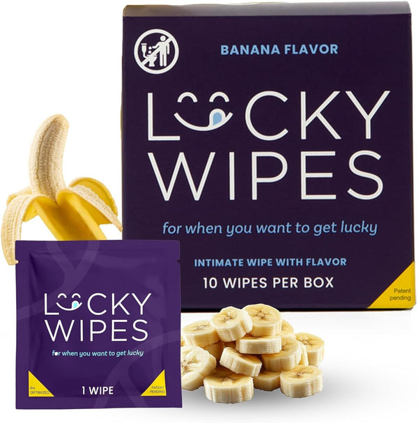 Lucky Wipes For Men, Individually Wrapped - pH Balanced Flavored Intimate Wipes