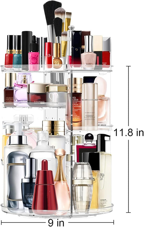 Makeup Organizer 360 Rotating Cosmetic Carousel, Large Capacity Spinning Holder Rack for Vanity