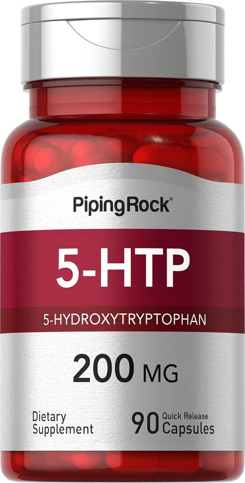 Piping Rock 5HTP 200mg Capsules, 90 Count, Hydroxytryptophan, Non-GMO, Gluten Free Supplement