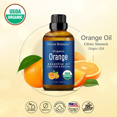 Organic Orange Essential Oil 30 ml, Pure Natural Oils for Aromatherapy, Diffusers, DIY, Candle and Soap Making
