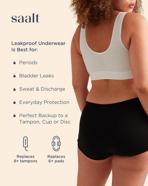 Saalt Comfort Modal CloudShort Period Underwear - Super Absorbency - Keeps You Dry from All Leaks (Medium, Volcanic