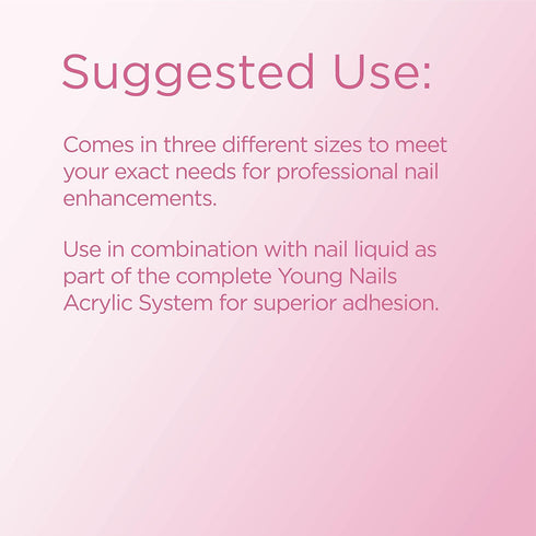 Young Nails Acrylic Core Powder, Self-Leveling Acrylic Nail Powder, Clear Nude Pink White, 85g