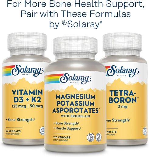 SOLARAY Calcium & Magnesium Citrate 2:1 Ratio w/Vitamin D-3, Healthy Bones, Muscle & Nervous System Support, 180