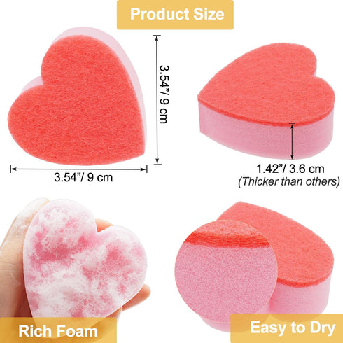 Heart Shaped Non-Scratch Scrub Sponge, Dual-Sided Kitchen Sponge and Scrubber, 20 Pcs for Household Cleaning.