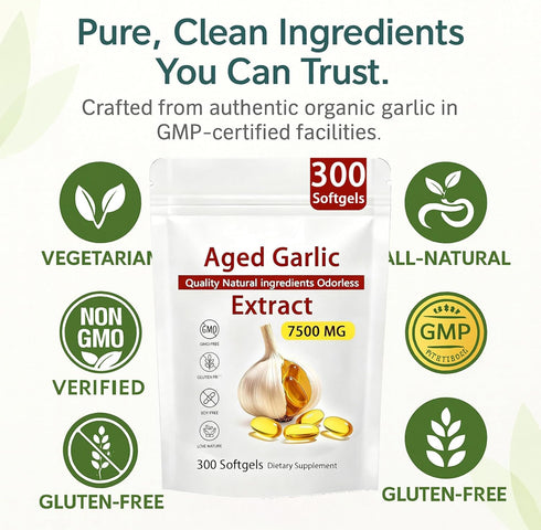 NAPEXIX 300 Count Immune 2-Year (1) Aged Garlic Extract Odorless Garlic Supplement for Heart & Support Non-GMO