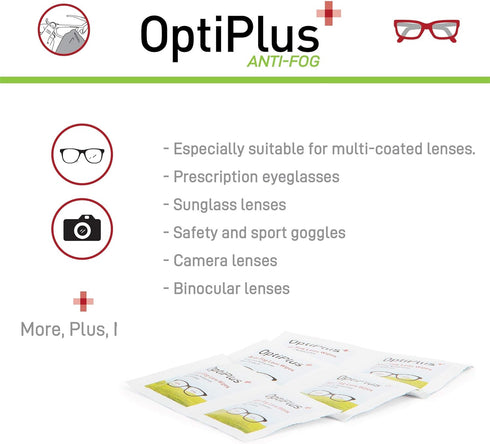 OptiPlus Anti-Fog Lens Wipes - Individually Wrapped for Convenience