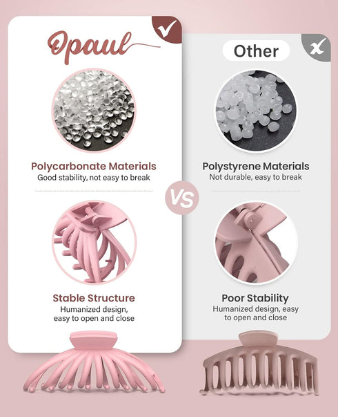 OPAUL Hair Clips for Women, Matte Nonslip Large Claw Clips for Thick and Thin Hair, 4.7 Inch