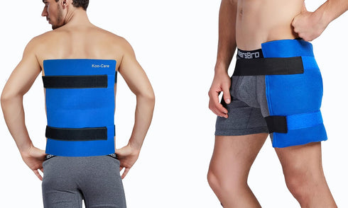 Koo-Care Large Flexible Gel Ice Pack & Wrap with Straps for Hot Cold Therapy, Pain Relief for Shoulder, Back, Knee