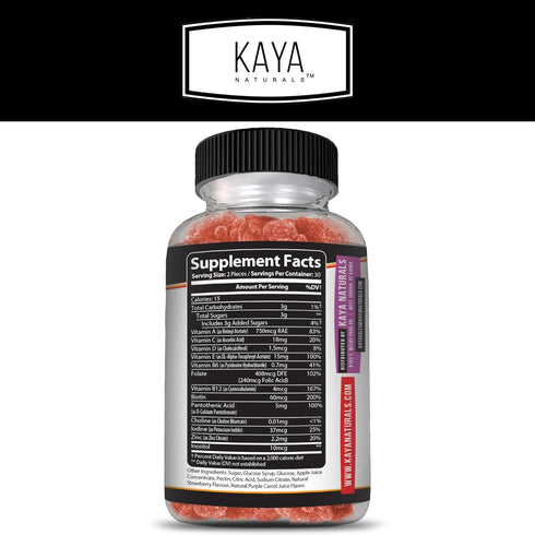 Gummy, B-12, Gummies 60 Gummies Kaya Naturals Adult Multi Vitamin Biotin, Vitamin A, C & E, Including Zinc &Vitamin