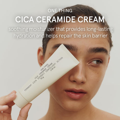 ONE THING Cica Ceramide Cream 2.47 Oz | Centella Asiatica Soothing Calming Hydrating Facial Moisturizer for All, Dry Combination Sensitive Skin, Barrier Repair Strengthening | Vegan Korean Skincare