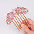 Women Pink Rhinestone Inlaid Flower Hair Comb Barrette Accessory - Perfect Mother's Day Gift for Mom