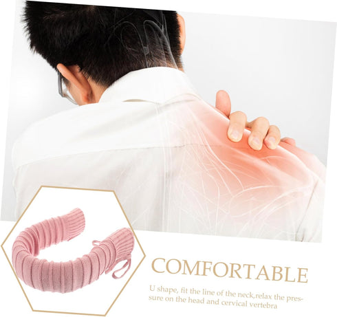 U Shape Neck Hot Water Bag with Plush Cover Safe Silica Gel Heating Pad for Neck and Shoulder Relief Wide Mouth Travel