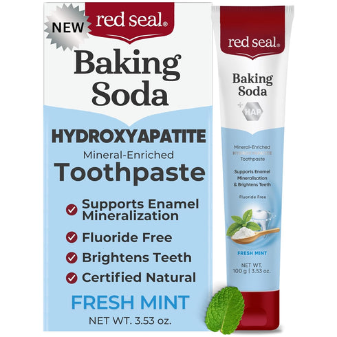 Red Seal Hydroxyapatite Baking Soda Toothpaste Fluoride Free, NATRUE Certified Natural Supports