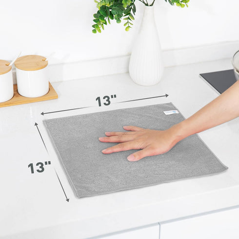 Gray Microfiber Cleaning Cloth 13"x13", Ultra Soft Absorbent Microfiber Cleaning Rags for Housekeeping Cleaning Supplies, Lint Free Reusable Cleaning Cloths for House Washable, Pack of 12 by WEAWE