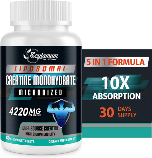 Creatine Chews Tablets for Men & Women, 4220 Mg Chewable Creatine Monohydrate for Energy, Faster Recovery, Strength,