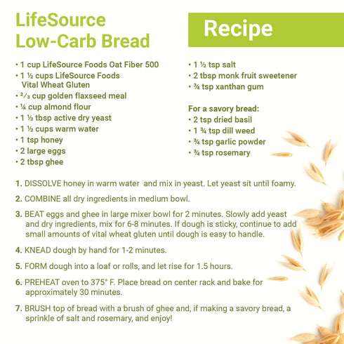 LifeSource Foods 500 (1 LB) Oat Fiber Keto, Zero-Carb, Gluten-Free, All-Natural Fiber for Low-Carb Baking and Bread, OU