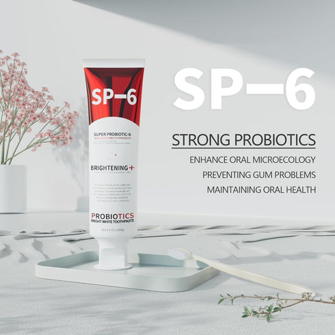 SP-6 6 4.9Oz (1) Probiotic Whitening Toothpaste - Enhanced Formula with Probiotics for Teeth Whitening and Gum Health