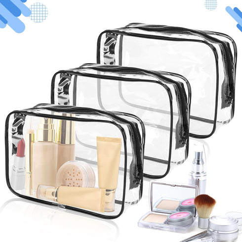 15 PCS Clear Toiletry Bags, Waterproof Makeup Bags, Transparent Cosmetic Bags, PVC Plastic Zippered Organizer for Travel
