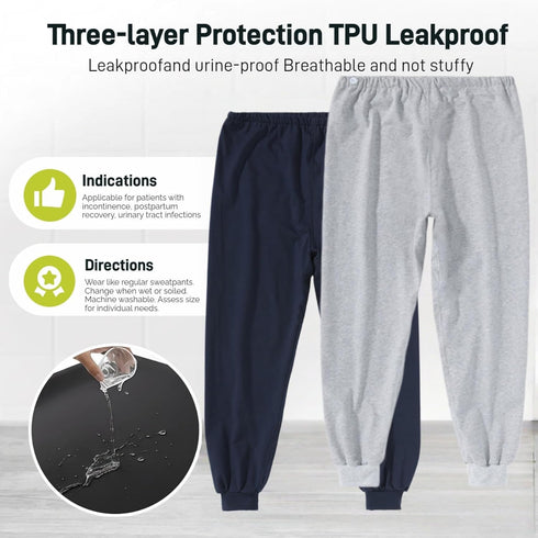 Yodilala TPU Incontinence Care Trousers,Washable Elastic Adjustable Patient Care Trousers,Adult Incontinence Leak-Proof