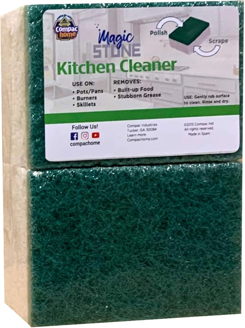 COMPAC HOME Magic-Stone Kitchen Cleaner Scrub - 2-Sided Scouring Stone, 2 Count for Stubborn Food Grime