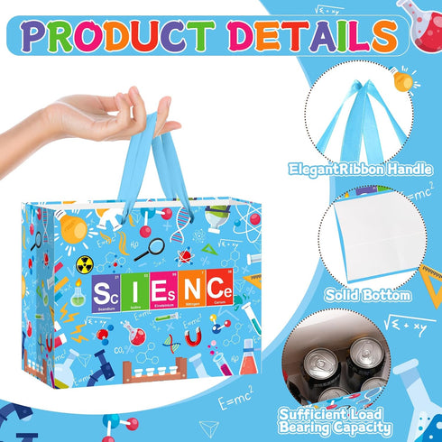 Yomaiha 11.8 9.4 5.3 Inches Science Party Decorations Supplies Science Party Gift Bag with Tissue Paper and Card