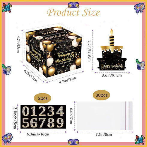 Rxwstt Birthday Money Box for Cash Gift, Pull Out Explosion Surprise Box, Money Roll Cake Pull Out Kit with Cards