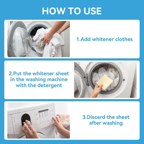 YUOC 15 Count, Laundry Whitener Sheets Whitening Sheets, Eco-Friendly Laundry Bleach, Effectively Remove Yellowing From