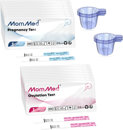 MomMed (HCG25-LH100), 25 100 125 Ovulation Predictor Kit with Pregnancy Test and Ovulation Test Strips, Easy to Use