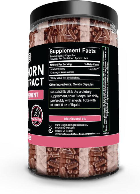 PURE ORIGINAL INGREDIENTS (730 Hawthorn Berry Extract Capsules) Pure & Natural, No Additives Or Fillers