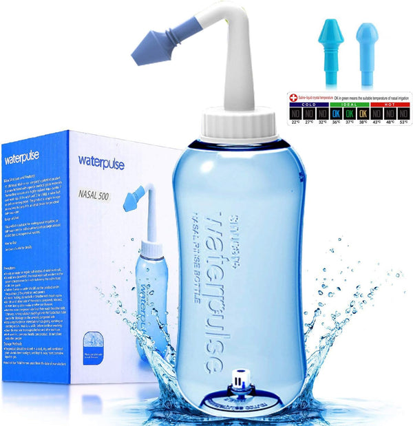 Darate Neti Pot Sinus Rinse Bottle, 500ML Nose Wash Cleaner for Adult & Kid, BPA Free with Sticker Thermometer