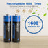 Hixon Rechargeable AA Batteries, 3500mWh (2330mAh), 1.5V Constant Output, 4 Counts Lithium AA Batteries
