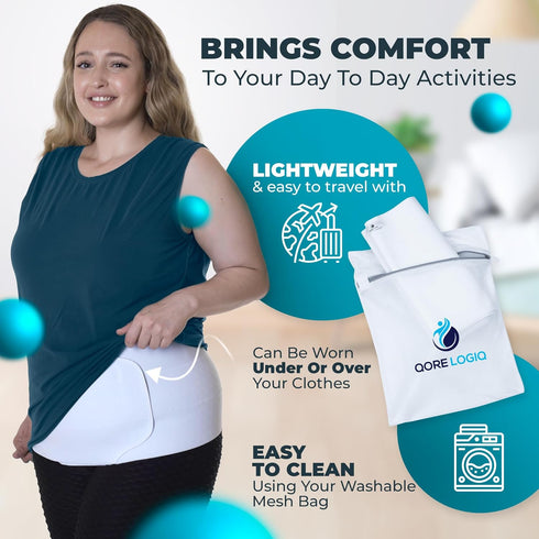 QORE LOGIQ Plus Size Abdominal Binder, Post Surgery C Section Belly Band, Adjustable Compression Wrap