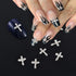 SILPECWEE 30pcs 3 Style Cross Nail Charms - 3D Silver Nail Jewels for Nail Art Decoration