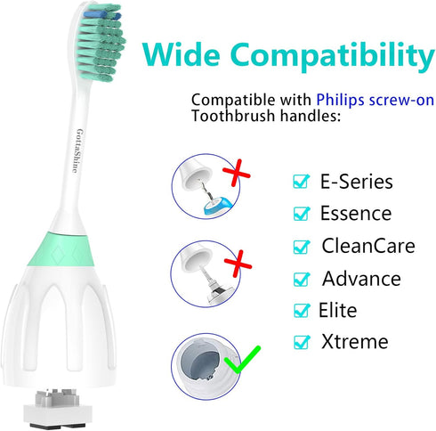 Replacement Toothbrush Heads Compatible with Philips Sonicare Screw-on E-Series, Xtreme, CleanCare Electric Toothbrush, Sonicare Replacement Heads Refills, Multi-Color Rings (6 Packs)