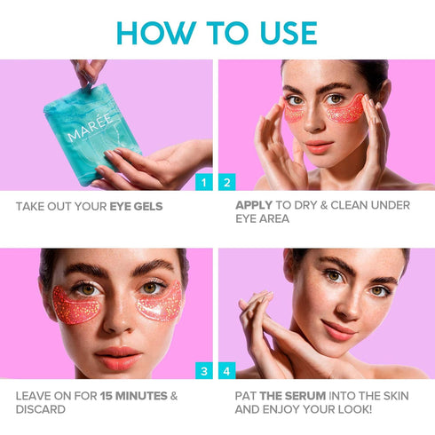MAREE Eye Gels for Puffy Eyes, Dark Circles, Anti-Aging Eye Mask with Marine Collagen & Hyaluronic Acid