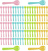 100 Pcs Mini Disposable Plastic Cake Fork, Fork and Spoon Two In One Tableware for Cakes, Desserts, Ice Cream