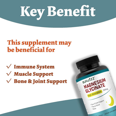 Magnesium Glycinate Supplement 500mg | 90 Capsules | 100% Chelated for High Absorption Essential Mineral
