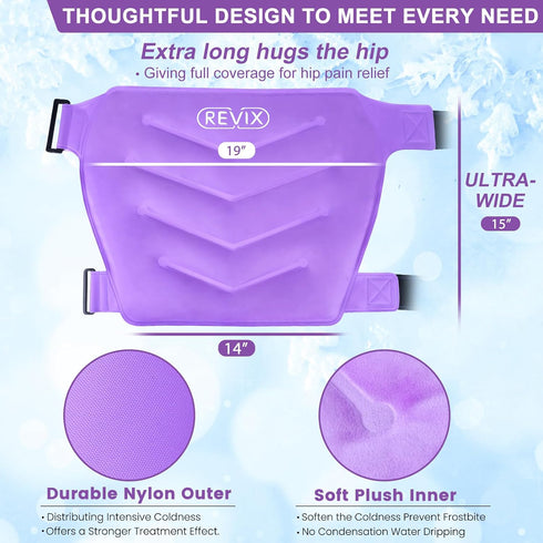 REVIX Extra Large Gel Cold Pack for Hip Bursitis Pain Relief, Cold Therapy Hip Compression Wrap for Hip Replacement &