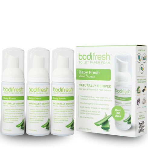 Toilet Paper Foam, Liquid Wet Wipe, Plant-Based, Eco Friendly, Aloe & Vitamin E, Baby Fresh, 1.7 Fl Oz (Pack of 3)